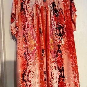 Worthington Pink, Blood Orangeish Color Snake Patterned Women’s 3xl Top